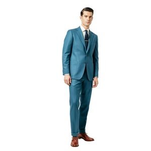 Eagle Clothes Mens Vintage 40R Blue Wool 2-Piece Suit Two Button Cuffed Hem